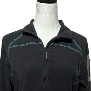 Eddie Bauer First Ascent 1/4 Zip Pullover Womens Medium Gray Black Fleece